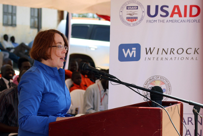 U.S. Ambassador Molly Phee speaks about the importance of literacy and education in South Sudan.