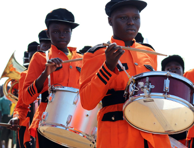 Bands played lively music during the International Literacy Day event in Juba on September 22.